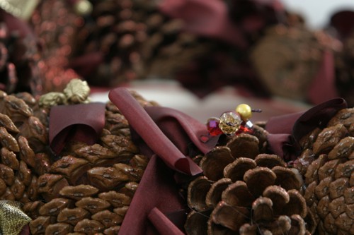 black Rose pine cone wreath